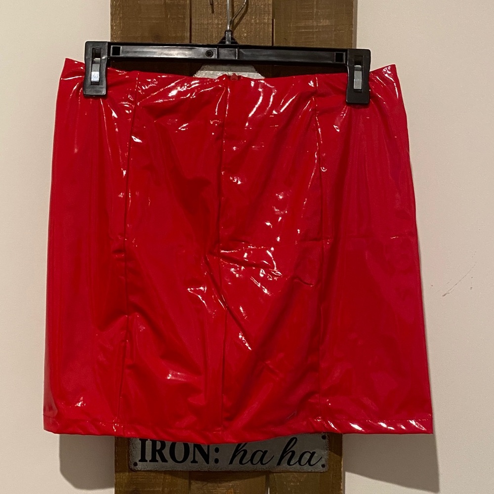 Glossy Red Mini Skirt and Top